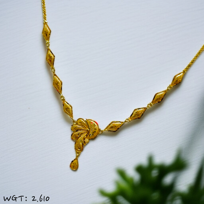 RAJLAXMI WGT: 2.610 GM APPROX HUID HALLMARK 22KT GOLD NECKLACE 1 PIECE WITH ADJUSTABLE TASSEL.