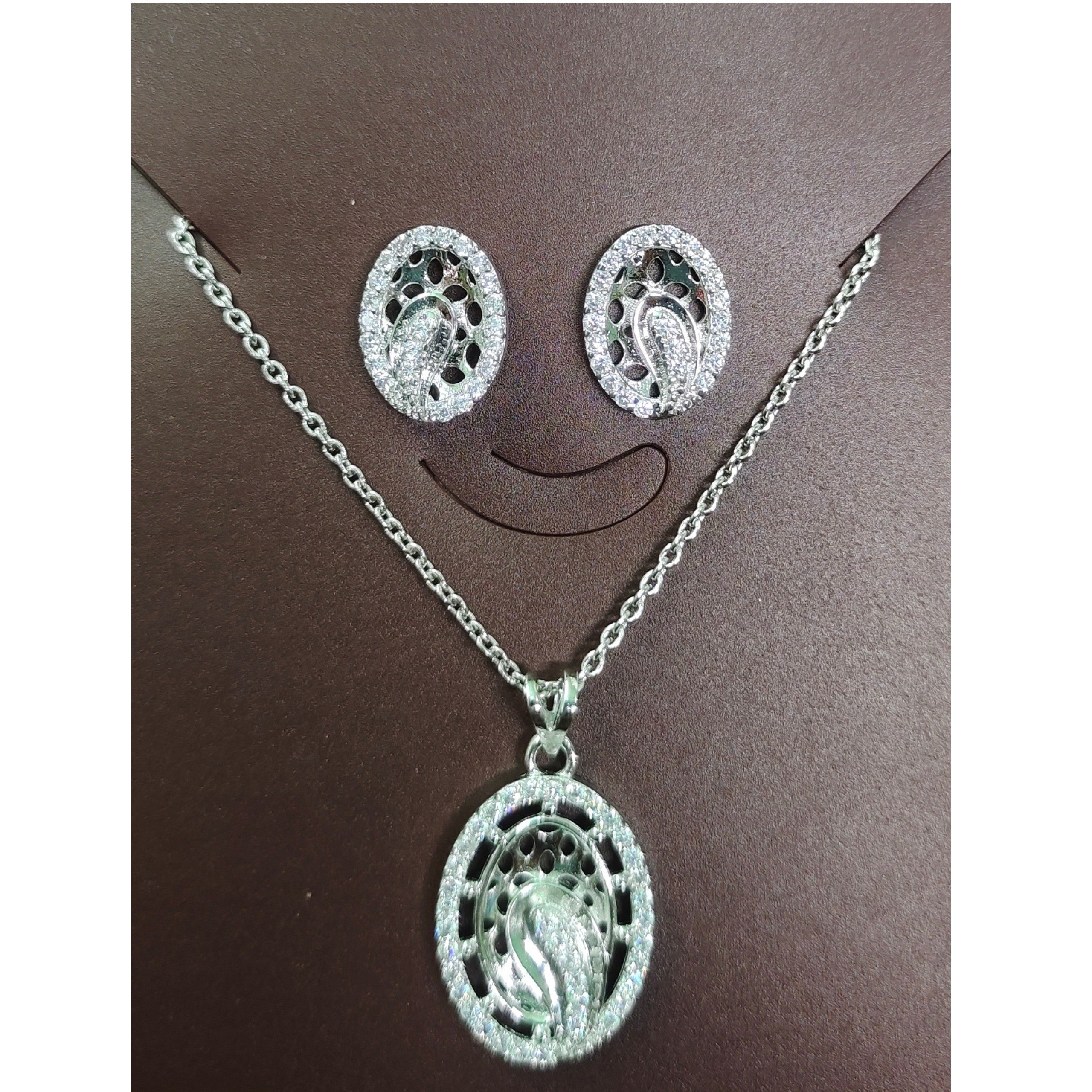 SILVER PENDANT- 625 SILVER PENDANT SET WITH EARRINGS SOLD ON MRP) - *CHAIN INCLUDED* (NON EXCHANGEABLE ITEM)