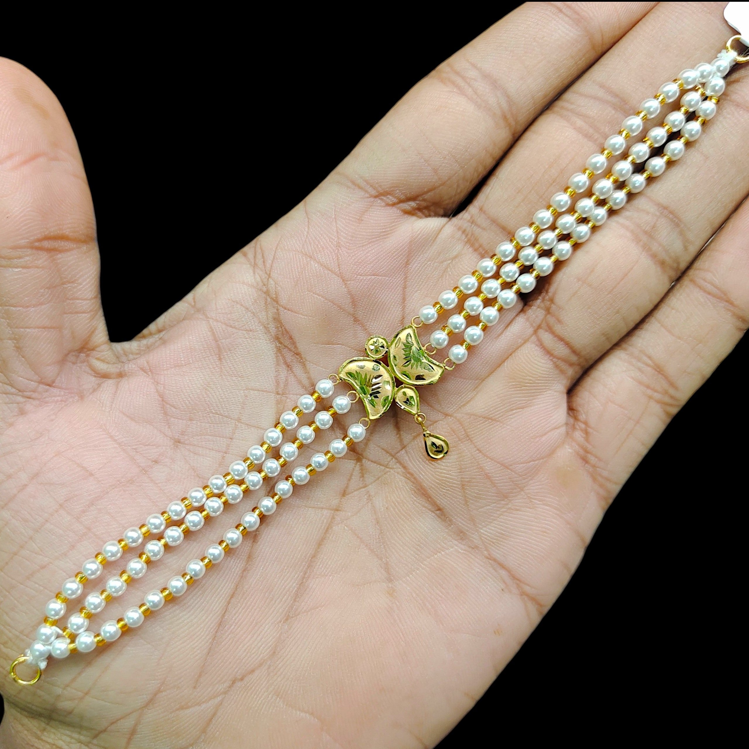 GOLD MOTI CHOKER- (WGT: 0.380 GM APPROX) BIS CERTIFIED HUID HALLMARK 375 9KT GOLD MOTI CHOKER 1 PIECE WITH ADJUSTABLE TASSEL FOR GIFT IN MARRIAGE.
