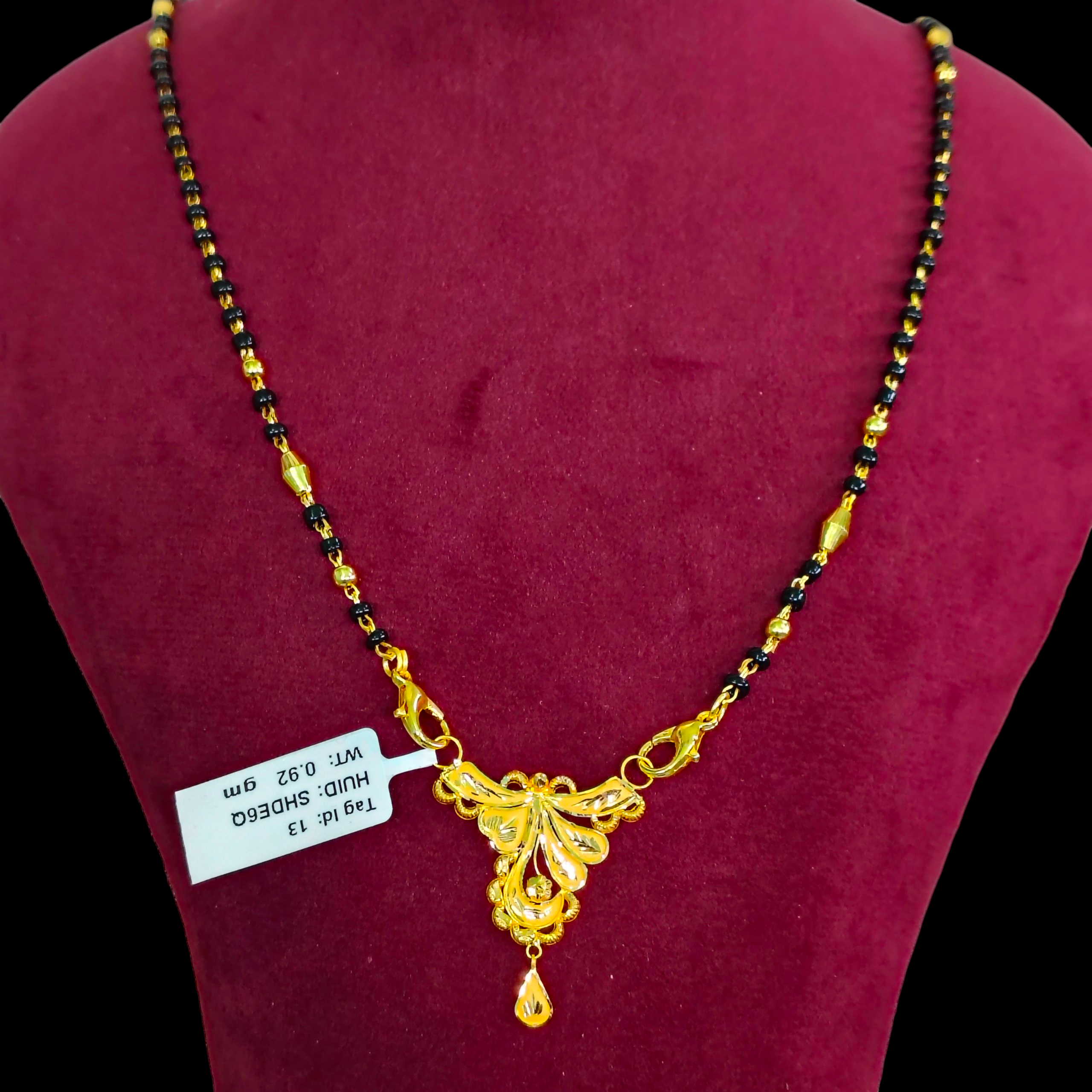 GOLD PENDANT- WGT: 0.920 GM APPROX 22KT HUID HALLMARK GOLD PENDANT MANGALSUTRA 1 PIECE WITH TASSEL.