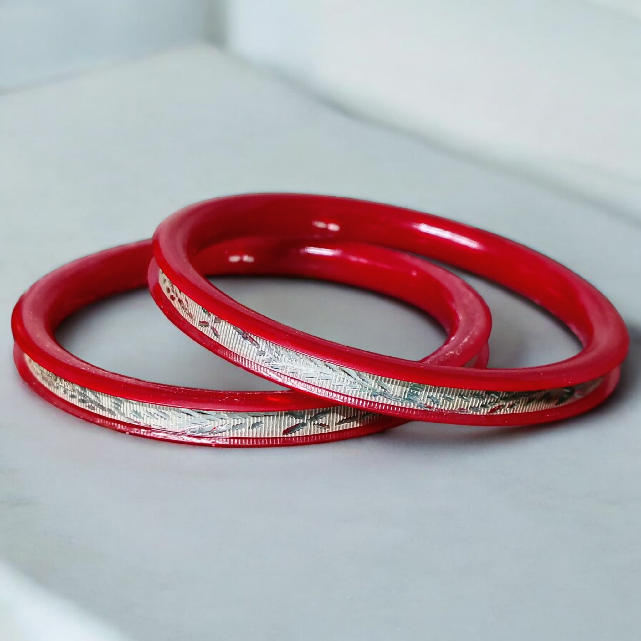 (SSP) CERTIFIED  BIS HALLMARK 925 SILVER CHILA PATH DESIGN POLA BADHANO BANGLES 1 PAIR FOR REGULAR USE (SOLD AS MRP BY RAJLAXMI).