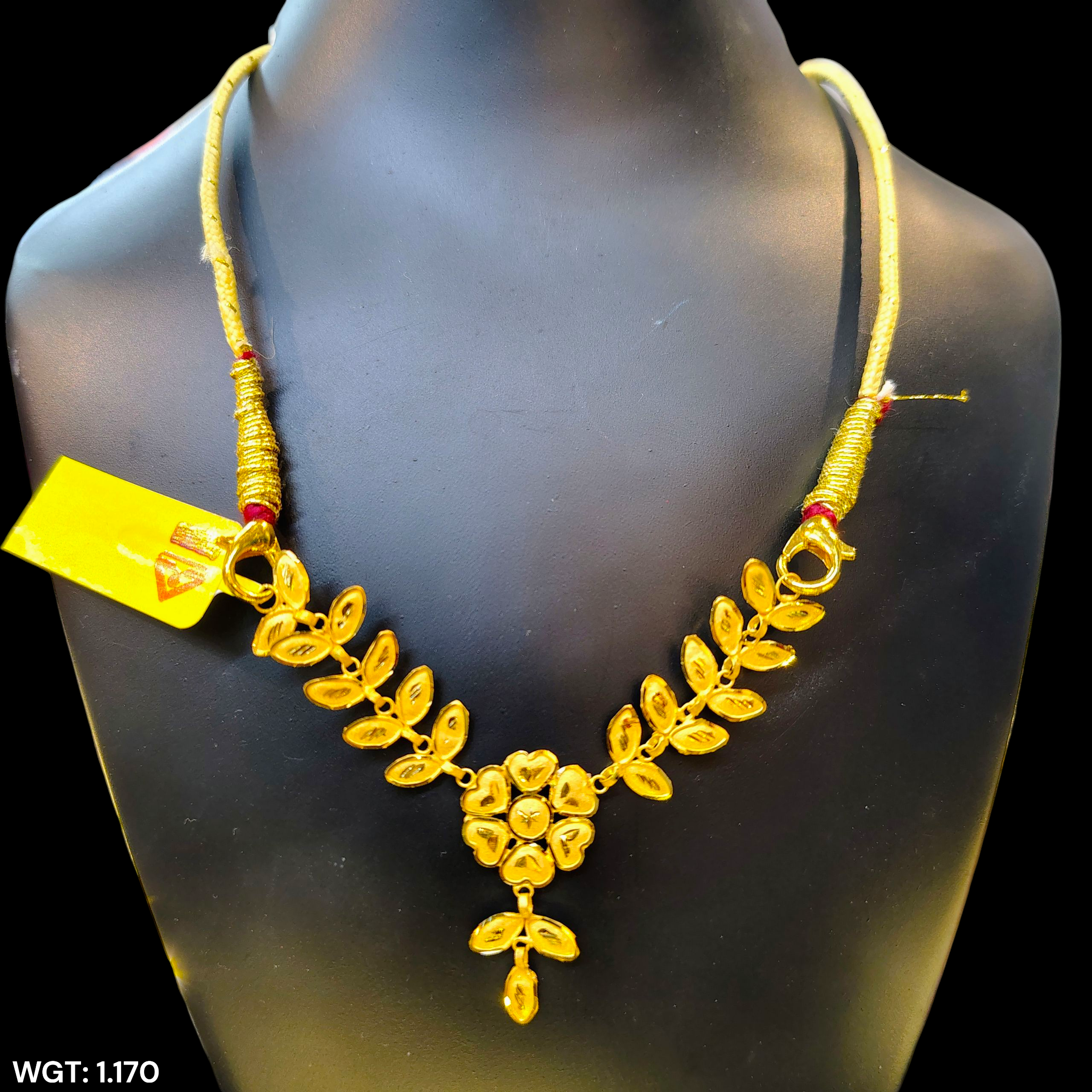 (GCN)TRJ WGT: 1.170 GM APPROX KDM GOLD NECKLACE (TETUL PATA MINI DESIGN) 1 PIECE (50 TONCH) WITH (FREE) ADJUSTABLE TASSEL (BEST FOR GIFT IN MARRIAGE).