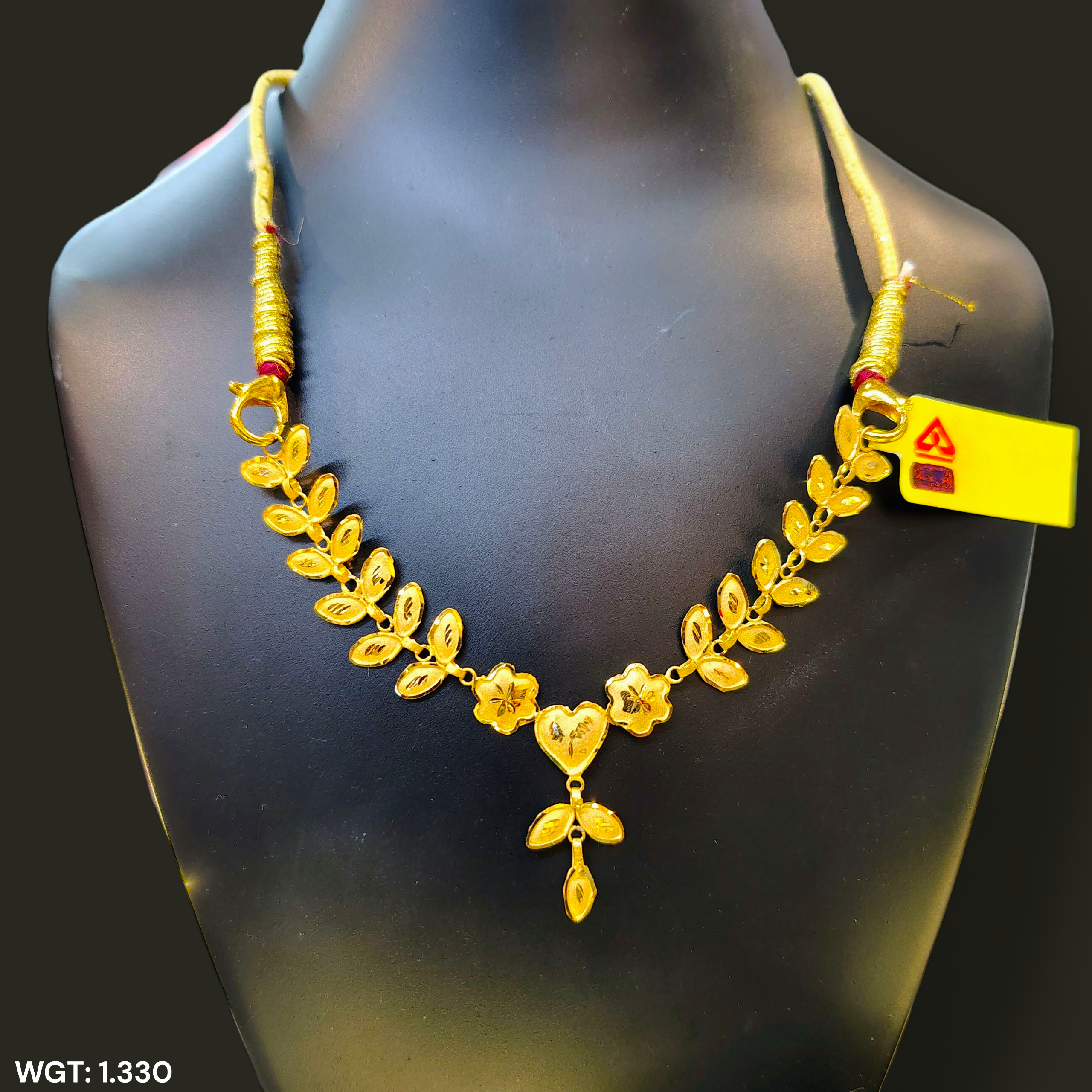 (GCN)TRJ WGT: 1.330 GM APPROX KDM GOLD NECKLACE (TETUL PATA MINI DESIGN) 1 PIECE (50 TONCH) WITH (FREE) ADJUSTABLE TASSEL (BEST FOR GIFT IN MARRIAGE).