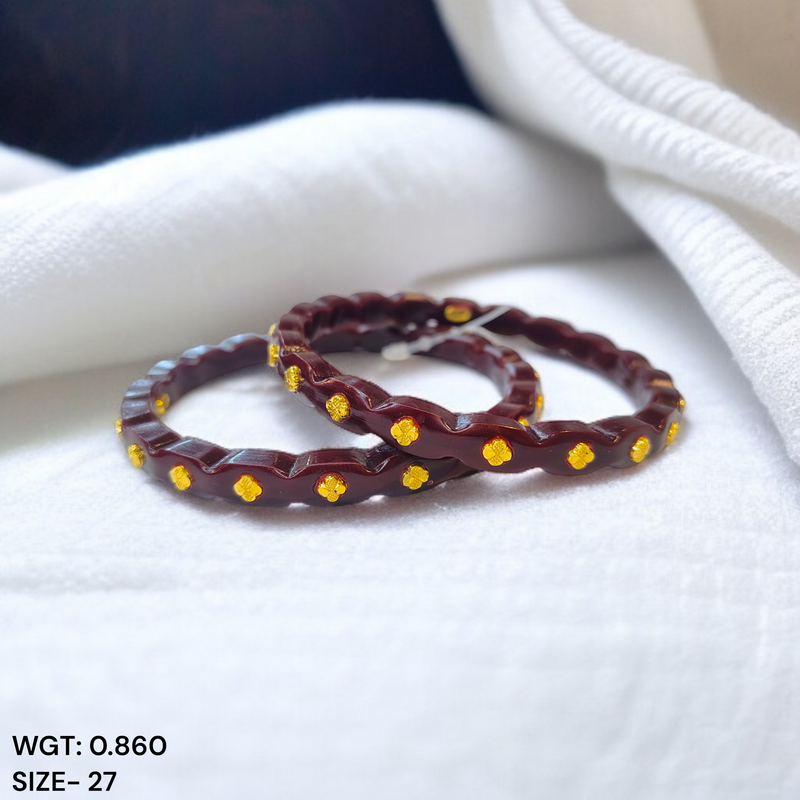 GPB22K- (SIZE: 27) WGT: 0.860 GM APPROX 22KT HUID HALLMARK GOLD PASTING POLA BANGLES 1 PAIR (FULL BODY WORK).