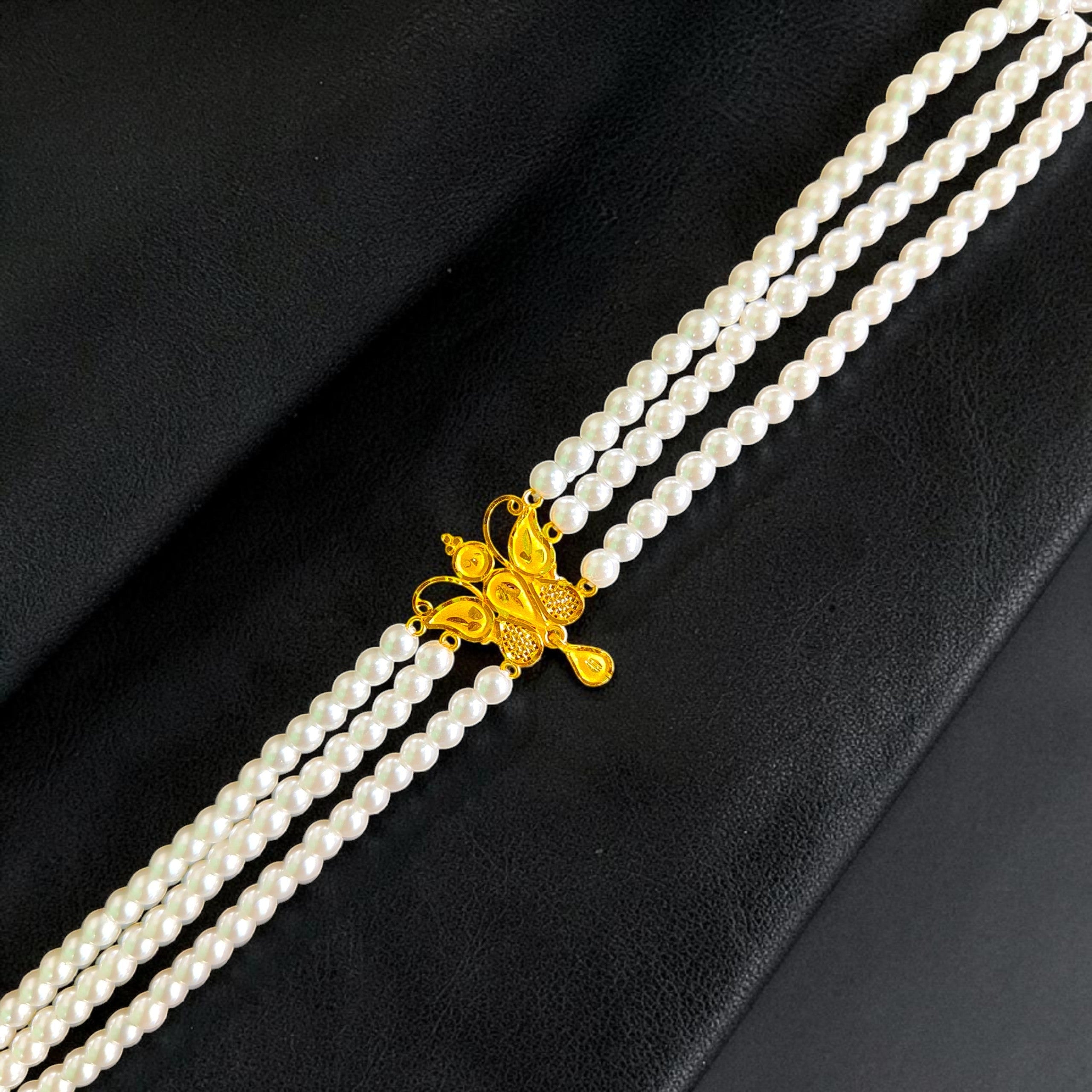 GOLD MOTI HAR- CERTIFIED BIS HUID HALLMARK 916 22KT GOLD MOTI CHOKER 1 PIECE (WGT: 0.540 GM) WITH ADJUSTABLE TASSEL FOR GIFT IN MARRIAGE.