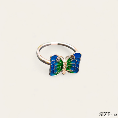 RAJLAXMI (SIZE:12) HALLMARK 925 SILVER FINGER BUTTERFLY MINAKARI DESIGN RING 1 PIECE FOR WOMEN FOR REGULAR USE - BEST FOR GIFTING (SOLD ON MRP)