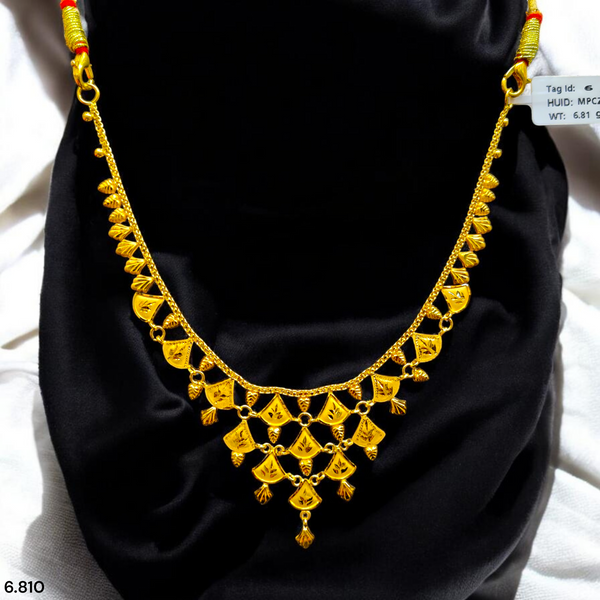 GOLD CHOKER NECKLACE- WGT: 6.810 BIS CERTIFIED HUID HALLMARK 916 22KT GOLD NECKLACE 1 PIECE WITH FREE ADJUSTABLE TASSEL FOR WOMEN.