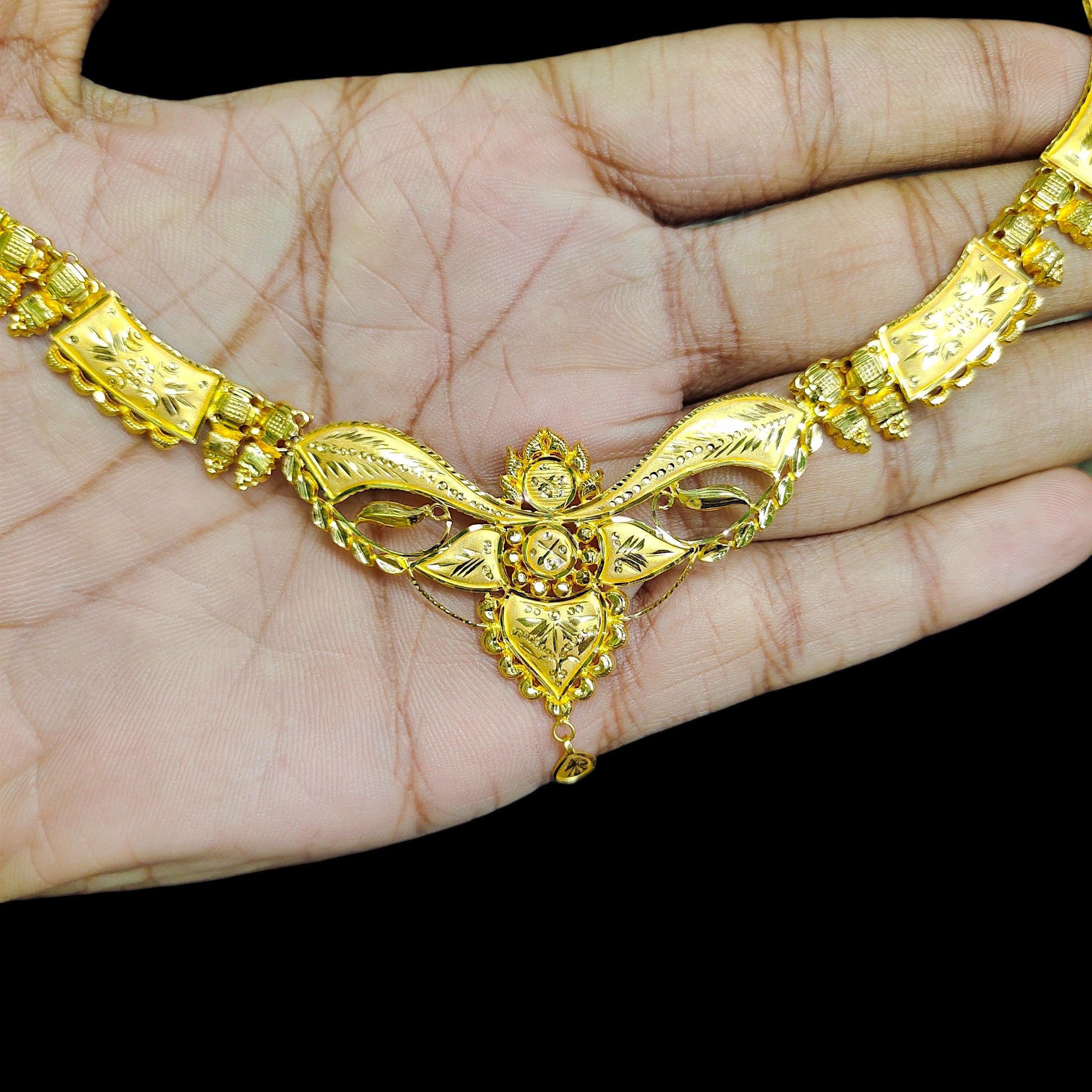 GCN22K- WGT: 5.500 BIS CERTIFIED HUID HALLMARK 916 22KT GOLD NECKLACE 1 PIECE WITH FREE ADJUSTABLE TASSEL FOR WOMEN.(M7N2TA)