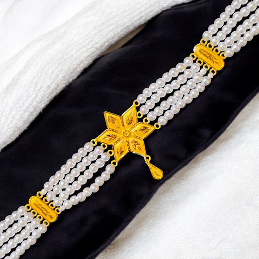 CERTIFIED BIS HUID HALLMARK 916 22KT GOLD MOTI CHOKER 1 PIECE (WGT:2.130 GM) WITH ADJUSTABLE TASSEL FOR GIFT IN MARRIAGE.