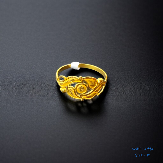 TRJ (SIZE: 12) WGT: 0.990 GM APPROX 22KT HUID HALLMARK GOLD RING FOR WOMEN 1 PIECE.