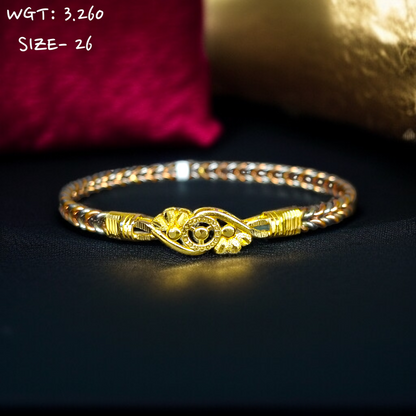TRJ (SIZE: 26) WGT: 3.260 GM APPROX 22KT HUID HALLMARK GOLD NOA BANGLES 1 PIECE.