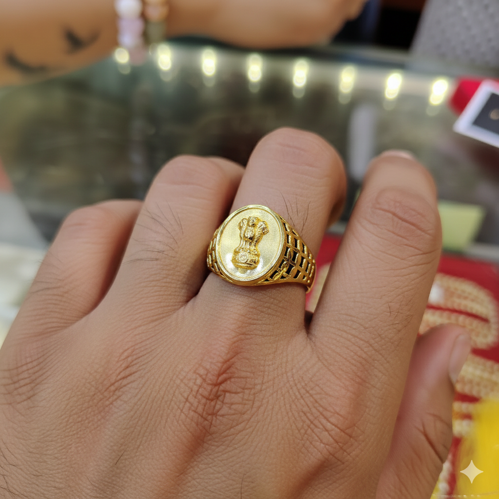 (GGFR9) TRJ (SIZE: 20) WGT: 2.080 GM APPROX BIS CERTIFIED HUID HALLMARK 9KT GOLD FINGER RING FOR MEN 1 PIECE FOR REGULAR USE.