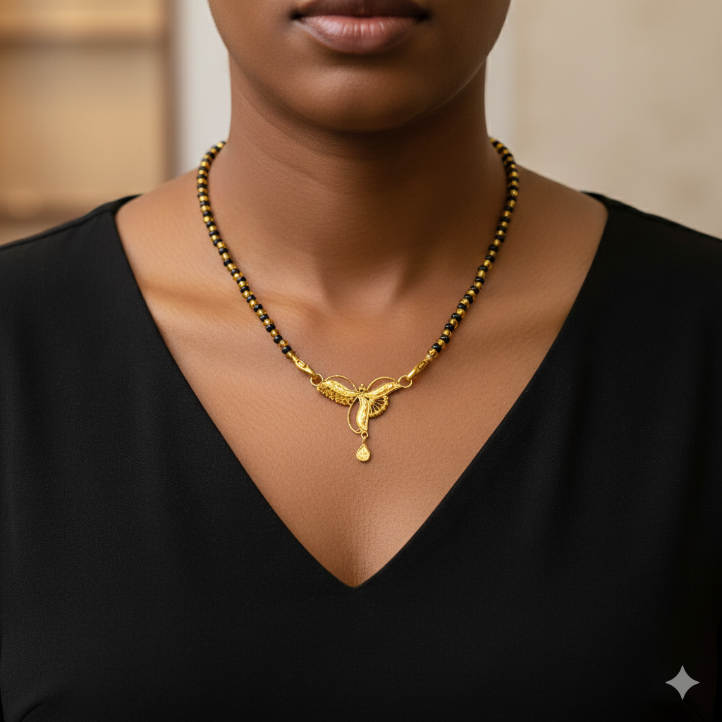 GOLD PENDANT- WGT: 0.650 GM APPROX 22KT HUID HALLMARK GOLD PENDANT MANGALSUTRA 1 PIECE WITH TASSEL.