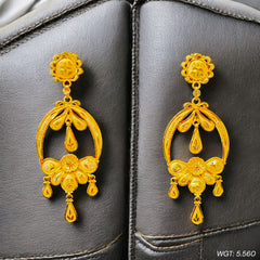GOLD EARRINGS- BIS CERTIFIED WGT: 5.560 GM APPROX HUID HALLMARK 916 22KT GOLD EARRINGS KANBALA 1 PAIR FOR WOMEN. (284WZS)-(G3YRPR)