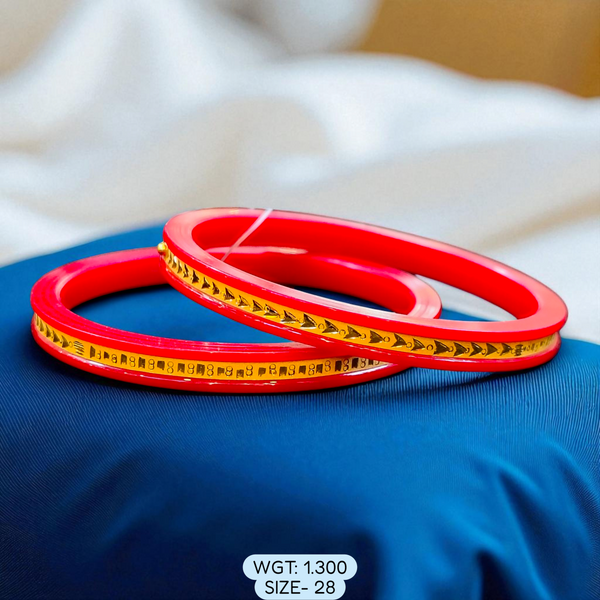 (GSP) TRJ (SIZE: 28) WGT: 1.300 GM APPROX 22KT HUID HALLMARK GOLD POLA BANGLES 1 PAIR DESIGN FOR REGULAR USE.
