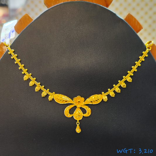 (GNC) RAJLAXMI WGT: 3.210 GM APPROX HUID HALLMARK 22KT GOLD NECKLACE 1 PIECE WITH ADJUSTABLE TASSEL.