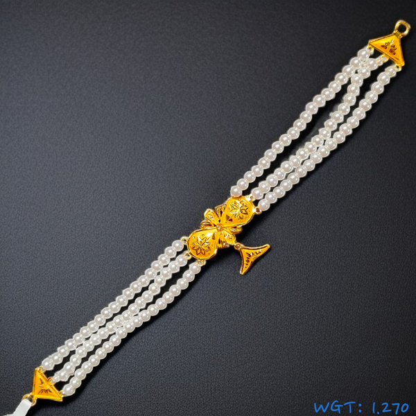 (GCN) TRJ WGT: 1.270 GM APPROX 22KT HALLMARK HUID GOLD MOTI CHOKER 1 PIECE WITH ADJUSTABLE TASSEL.