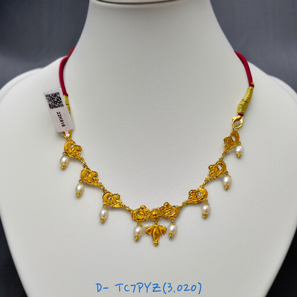 (GNC) RAJLAXMI D- TC7PYZ WGT: 3.020 GM APPROX HUID HALLMARK 22KT GOLD NECKLACE 1 PIECE WITH ADJUSTABLE TASSEL.