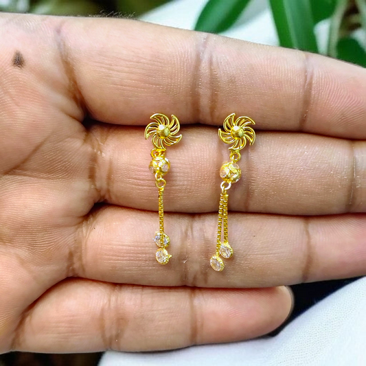 (GER22) BIS CERTIFIED WGT: 2.070 GM APPROX HUID HALLMARK 916 22KT GOLD EARRINGS KANBALA 1 PAIR FOR WOMEN.