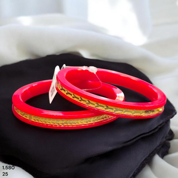 POLA BADHANO- BIS CERTIFIED (SIZE: 25) WGT: 1.580 GM APPROX 22KT HUID HALLMARK GOLD POLA BADHANO BANGLES 1 PAIR DESIGN FOR REGULAR USE.