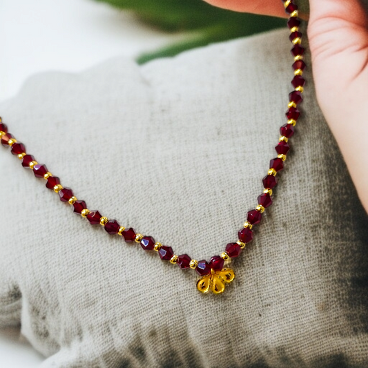 TRJ WGT: 0.120 GM APPROX KDM GOLD DROPS DESIGN LOCKET 1 PIECE WITH MAROON CRYSTAL ADJUSTABLE TASSEL FOR GIFT PURPOSE (50 TONCH).