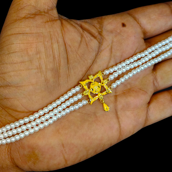 PEARL CHOKER- CERTIFIED BIS HUID HALLMARK 916 22KT GOLD MOTI CHOKER 1 PIECE (WGT:0.750 GM) WITH ADJUSTABLE TASSEL FOR GIFT IN MARRIAGE.