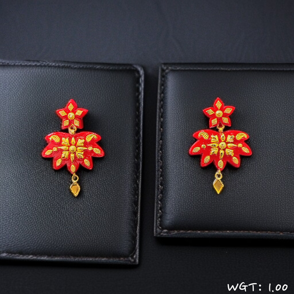 (GREAT FREEDOM OFFER) TRJ WGT: 1.00 GM APPROX HUID HALLMARK 22KT GOLD POLA EARRINGS 1 PAIR FOR WOMEN.