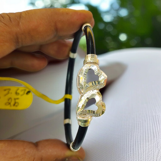 TRJ BLACK DUAL LOVE DESIGN 925 ORIGINAL SILVER NOA BANGLES FOR WOMEN 1 PIECE - SOLD AS MRP BY RAJLAXMI.