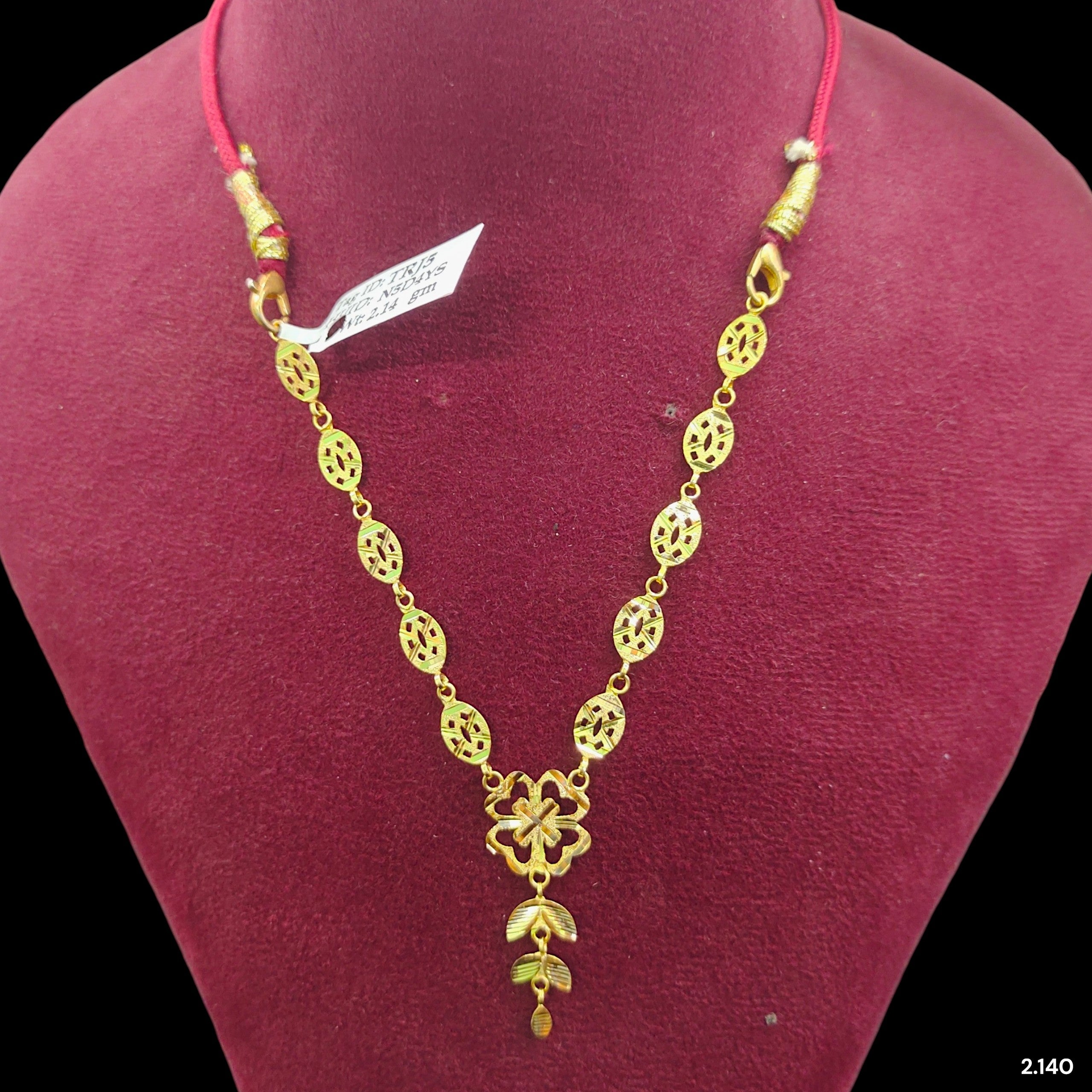 GOLD NECKLACE-(WGT: 2.140 GM APPROX) BIS CERTIFIED HUID HALLMARK 375 9KT GOLD NECKLACE 1 PIECE FOR WOMEN.