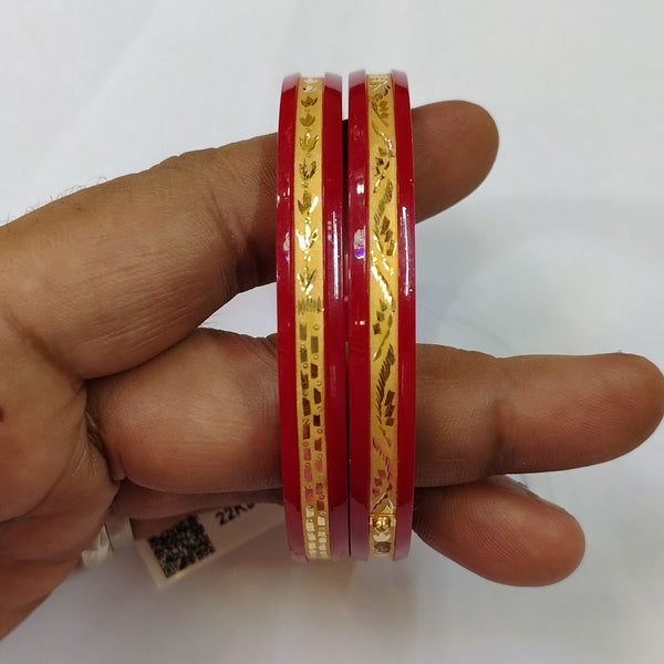 (GSP) TRJ 5Q32FS(SIZE: 25) WGT: 1.500 GM APPROX 22KT HUID HALLMARK GOLD POLA BANGLES 1 PAIR DESIGN FOR REGULAR USE.