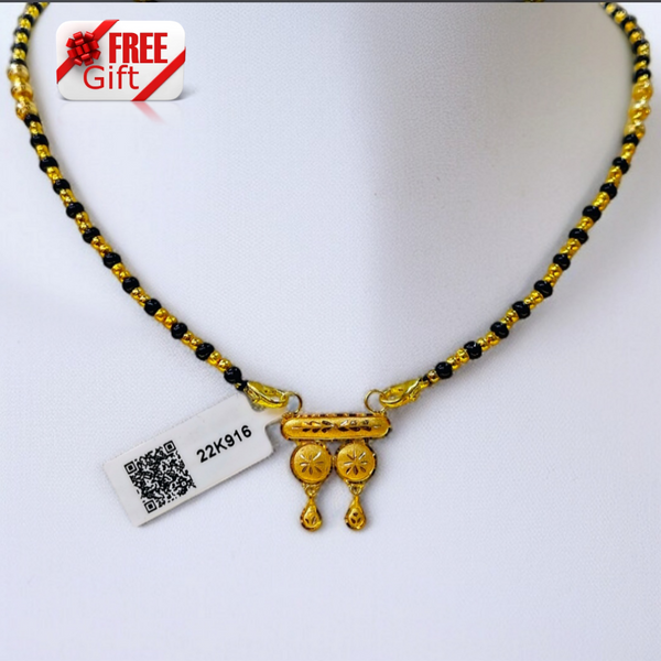 TRJ HUID HALLMARK 22KT GOLD SOUTH INDIAN STYLE PENDANT MANGALSUTRA 1 PIECE WITH FREE TASSEL.(NP)