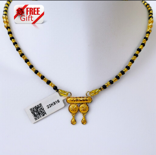 TRJ HUID HALLMARK 22KT GOLD SOUTH INDIAN STYLE PENDANT MANGALSUTRA 1 PIECE WITH FREE TASSEL.