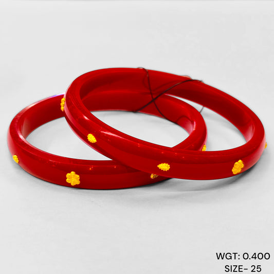 (GPP) TRJ (SIZE: 25) WGT: 0.400 GM APPROX 22KT HUID HALLMARK GOLD PASTING POLA BANGLES 1 PAIR (FULL BODY WORK).