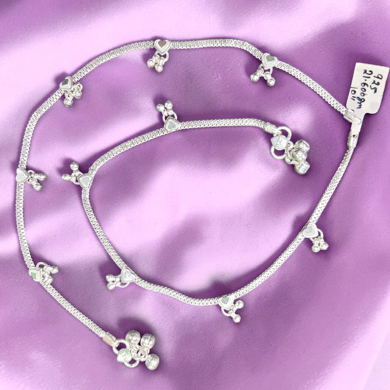SILVER PAYEL- (A42) (WGT: 21.600 GM APPROX) BIS HALLMARK 925 SILVER PAYEL (ANKLET) 1 PAIR LENGTH: 10 INCH FOR WOMEN.