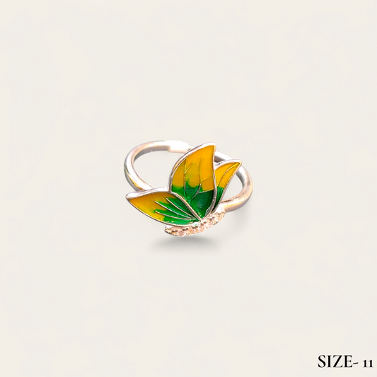 RAJLAXMI (SIZE:11) HALLMARK 925 SILVER FINGER BUTTERFLY MINAKARI DESIGN RING 1 PIECE FOR WOMEN FOR REGULAR USE - BEST FOR GIFTING (SOLD ON MRP)