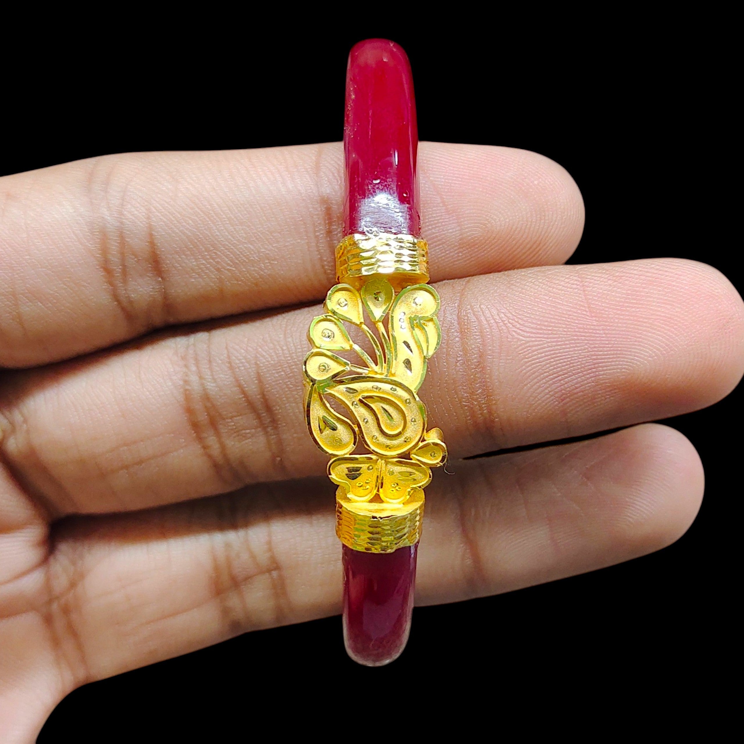 GPB22K- (SIZE-26) WGT: 1.840 GM APPROX BIS CERTIFIED HUID HALLMARK 916 22KT GOLD POLA BADHANO 1 PAIR FOR WOMEN.(KY1G3W)