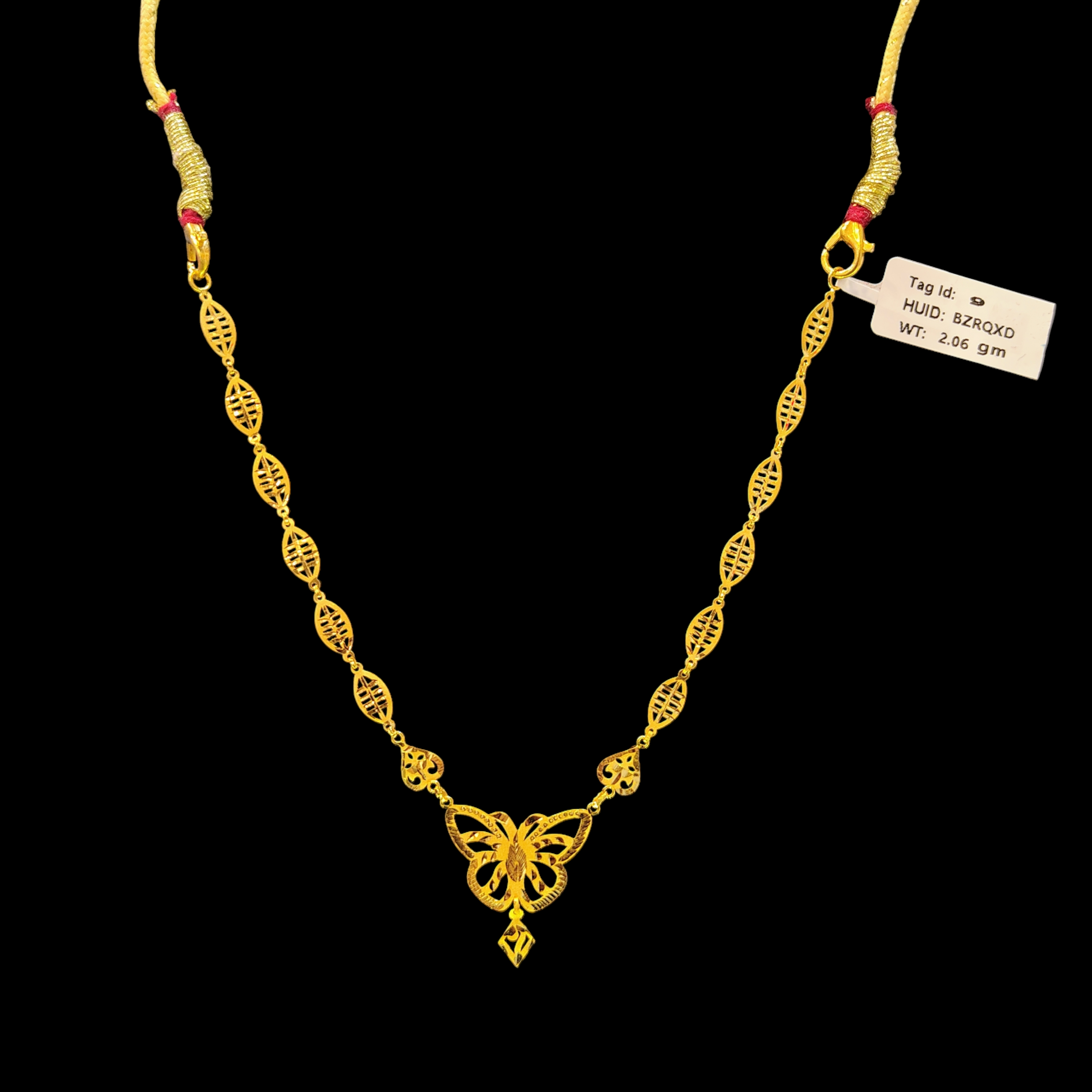 GOLD CHOKER NECKLACE- WGT: 2.060 BIS CERTIFIED HUID HALLMARK 916 22KT GOLD NECKLACE 1 PIECE WITH FREE ADJUSTABLE TASSEL FOR WOMEN.