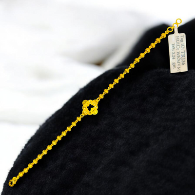 GOLD WRISTLET- BIS CERTIFIED HUID HALLMARK 375 9KT GOLD WRISTLET APPROX WGT: 3.240 FOR WOMEN.