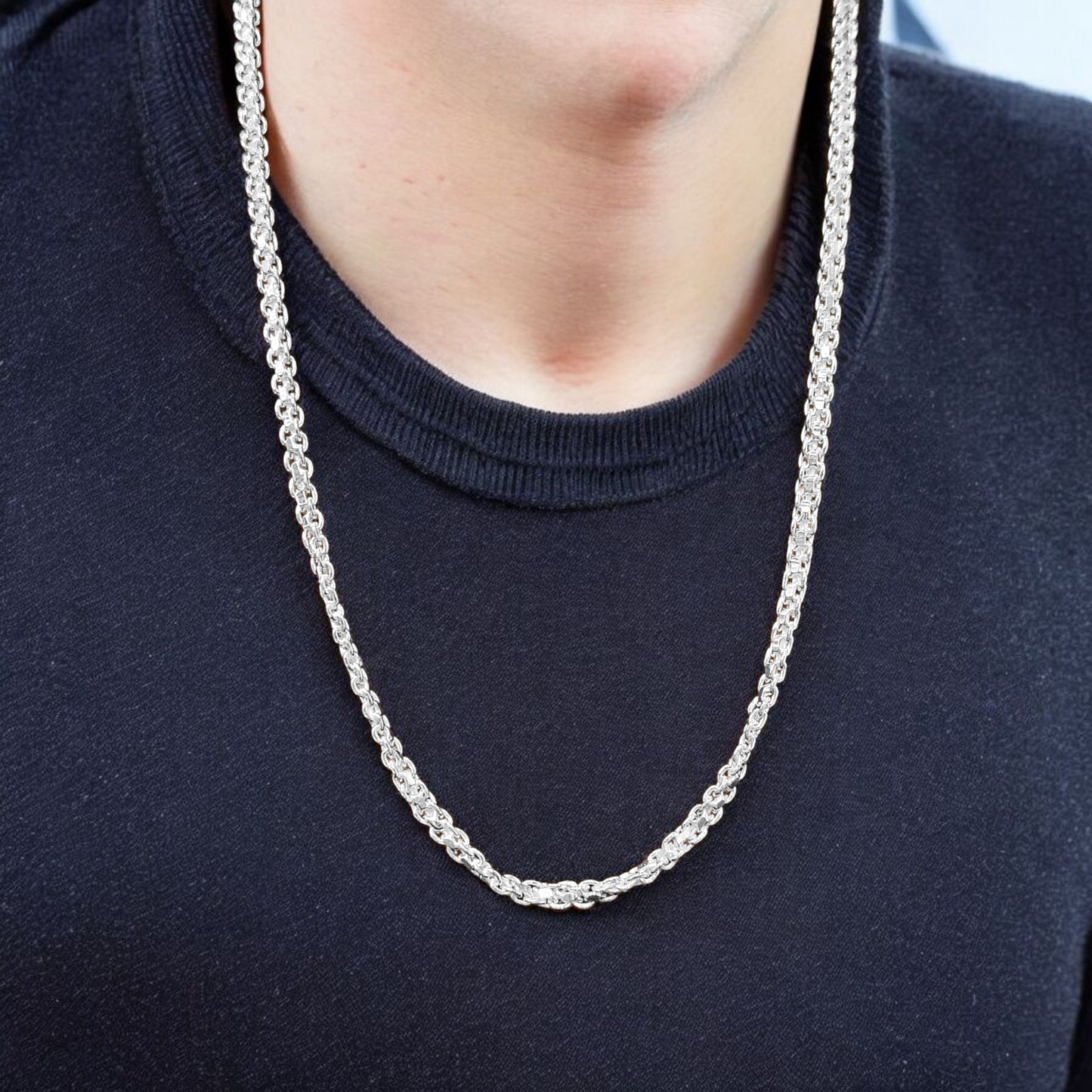 (SLCN) SILVER CHAIN 22 INCH - 625 SILVER CHAIN WGT: 9.900 GM APPROX 1 PIECE (UNISEX DESIGN) FOR MEN AND WOMEN.