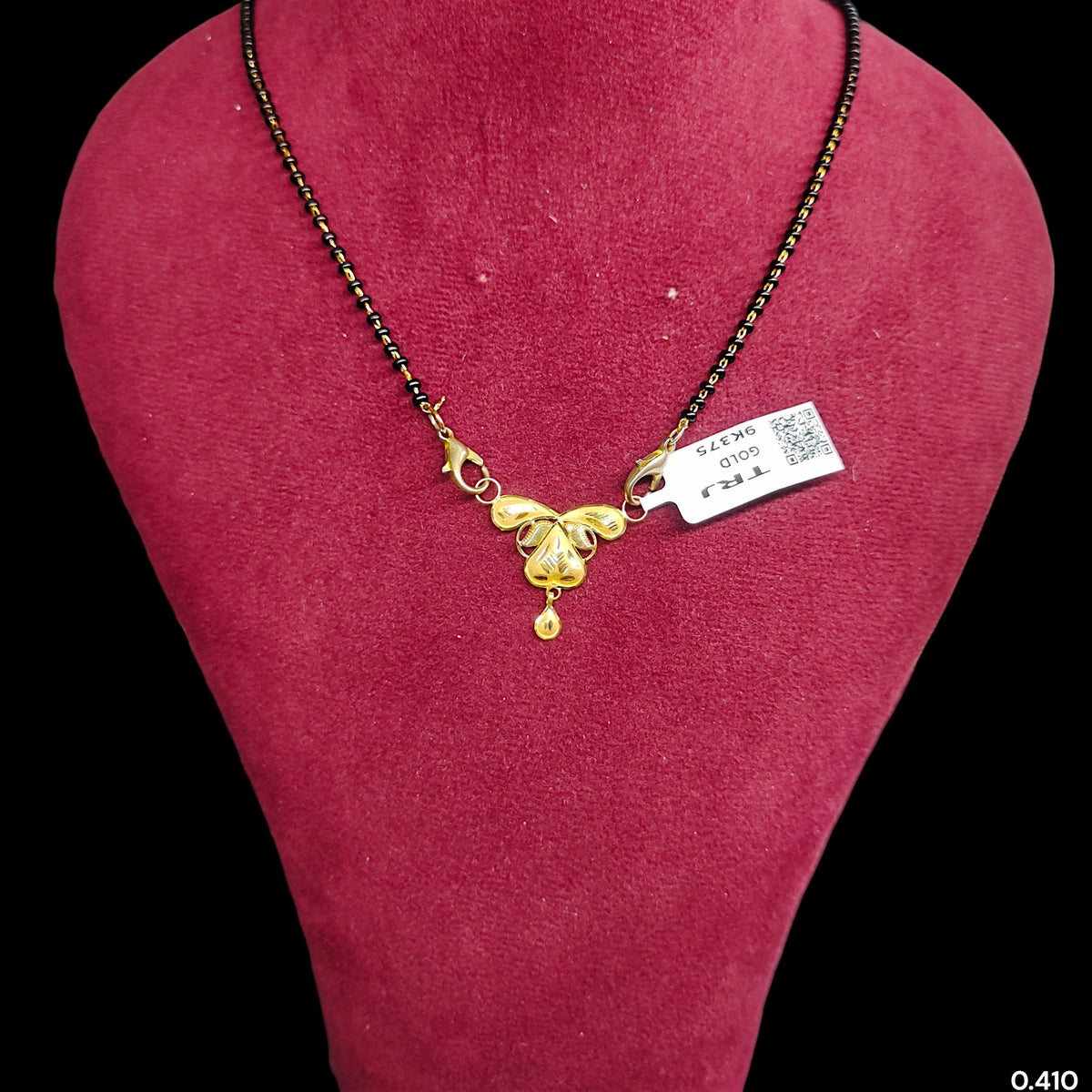 GPM9K- (WGT: 0.410 GM APPROX) BIS CERTIFIED HUID HALLMARK 375 9KT GOLD PENDANT FOR WOMEN 1 PIECE WITH FREE MANGALSUTRA & TASSEL. (EA64YD)
