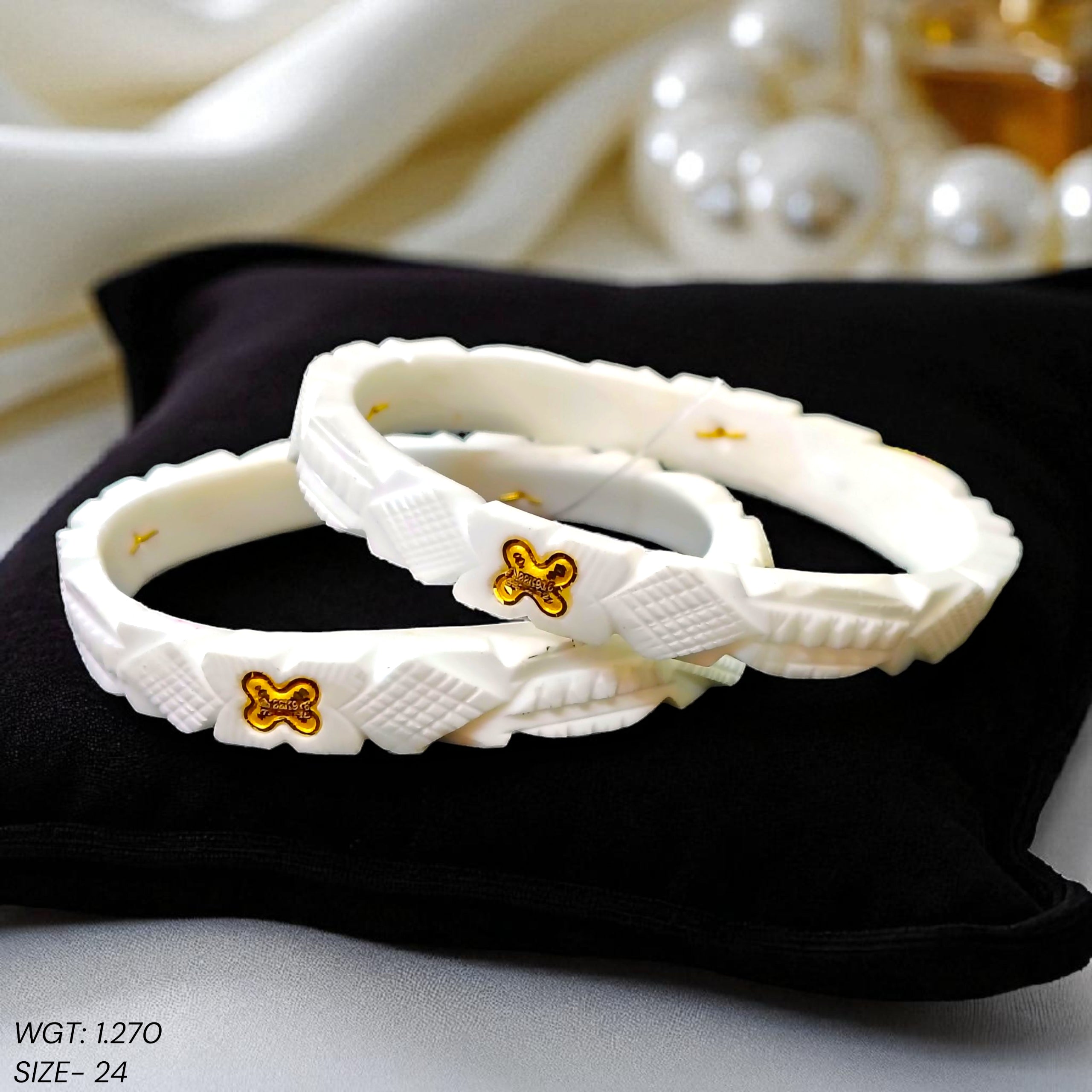 (GSB22) TRJ (SIZE: 24) WGT: 1.270 GM APPROX HUID HALLMARK 22KT GOLD SAKHA BADHANO BANGLES 1 PAIR DESIGN FOR REGULAR USE.