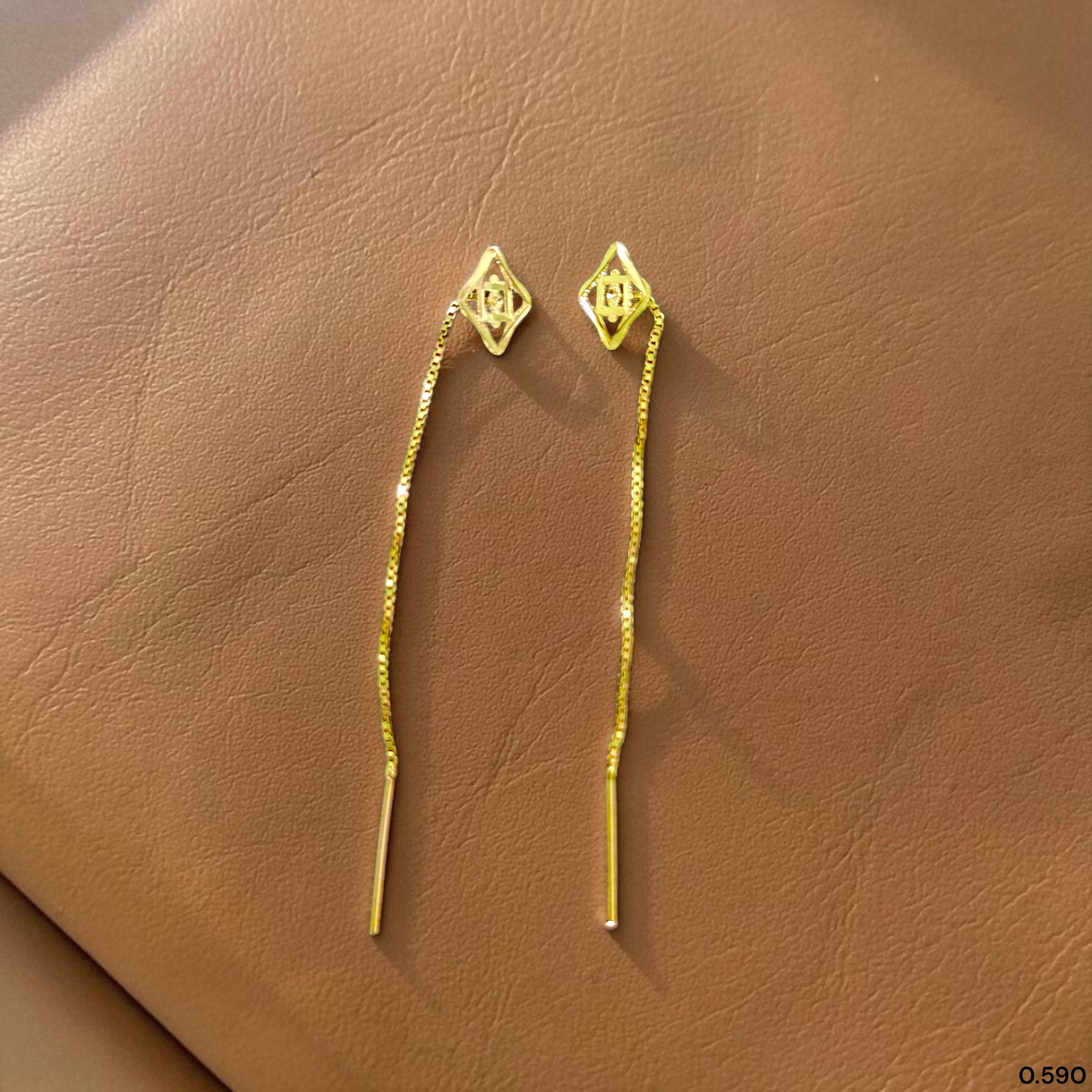 GOLD SUIDHAGA- (WGT: 0.590 GM APPROX) BIS CERTIFIED HUID HALLMARK 9KT GOLD SUIDHAGA EARRINGS (1 PAIR) FOR WOMEN.