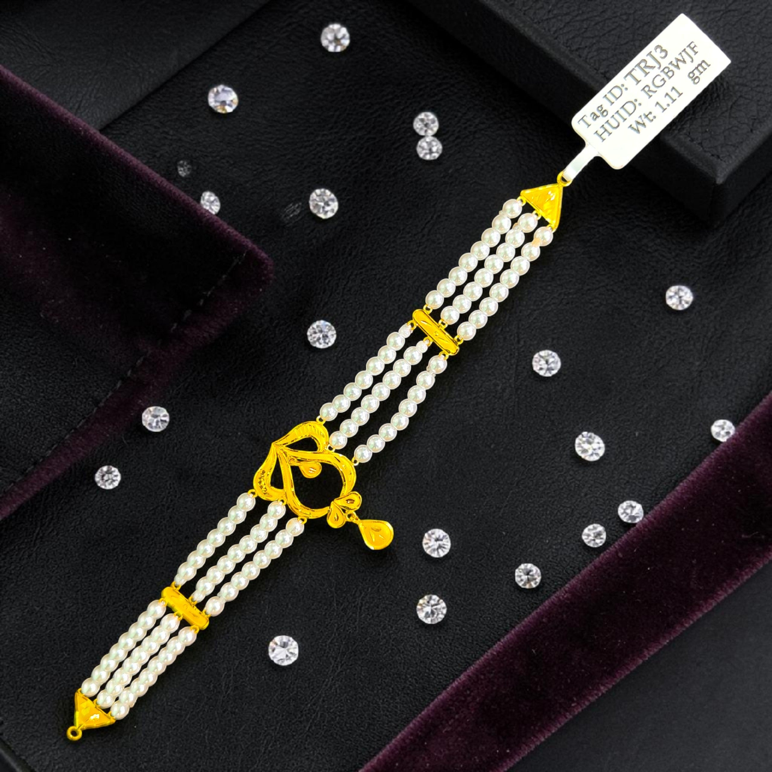 GOLD MOTI HAR- CERTIFIED BIS HUID HALLMARK 916 22KT GOLD MOTI CHOKER 1 PIECE (WGT: 1.110 GM) WITH ADJUSTABLE TASSEL FOR GIFT IN MARRIAGE.