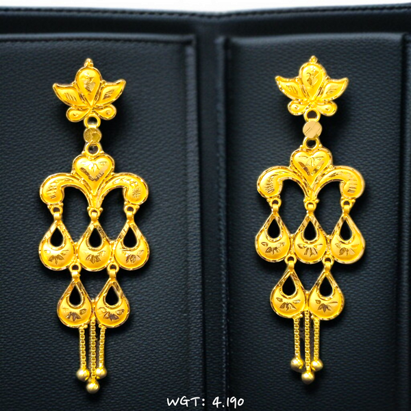 TRJ WGT: 4.190 GM APPROX HUID HALLMARK 22KT GOLD EARRINGS KANBALA 1 PAIR FOR WOMEN.