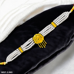 CERTIFIED BIS HUID HALLMARK 916 22KT GOLD MOTI CHOKER 1 PIECE (WGT:2.390 GM) WITH ADJUSTABLE TASSEL FOR GIFT IN MARRIAGE.