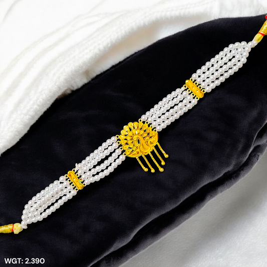 CERTIFIED BIS HUID HALLMARK 916 22KT GOLD MOTI CHOKER 1 PIECE (WGT:2.390 GM) WITH ADJUSTABLE TASSEL FOR GIFT IN MARRIAGE.