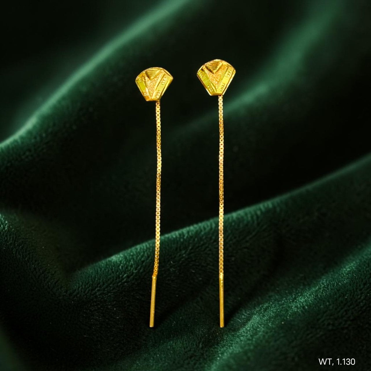 GOLD SUIDHAGA- (WGT: 1.130 GM APPROX) BIS CERTIFIED HUID HALLMARK 9KT GOLD SUIDHAGA EARRINGS (1 PAIR) FOR WOMEN.
