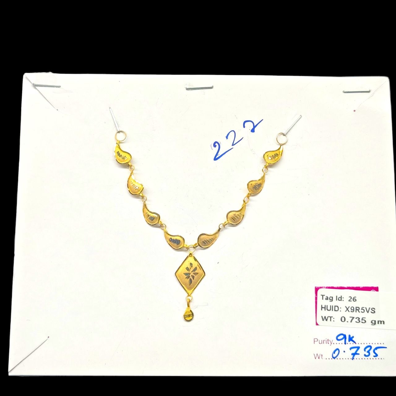 GOLD CHOKER NECKLACE-(WGT: 0.735 GM APPROX) BIS CERTIFIED HUID HALLMARK 9KT GOLD NECKLACE 1 PIECE FOR WOMEN.