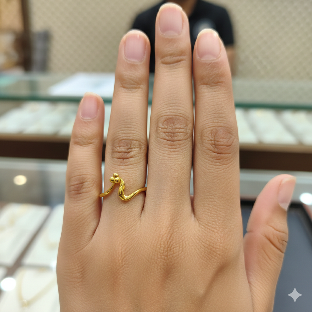 LADIES RING- TRJ (SIZE:15) WGT: 0.990 GM APPROX BIS CERTIFIED HUID HALLMARK 9KT GOLD FINGER RING FOR WOMEN 1 PIECE.