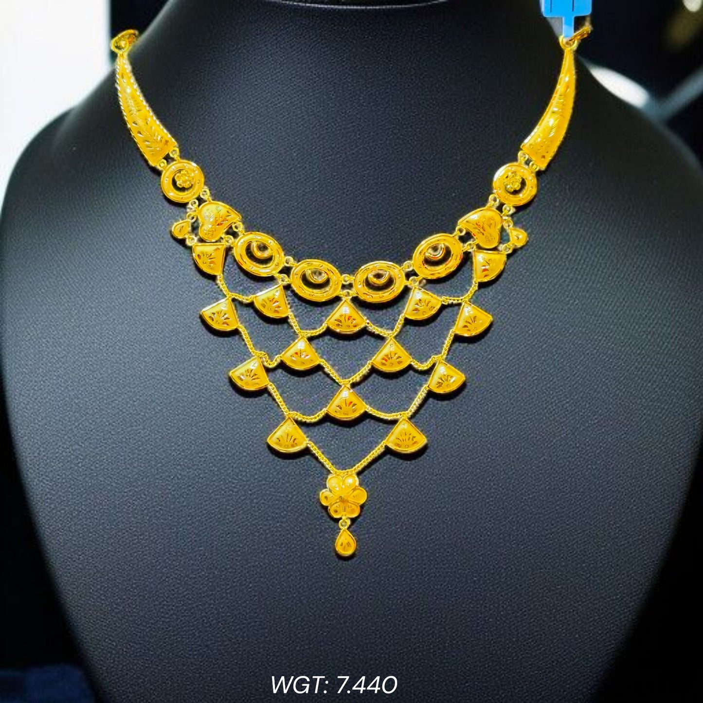 (GCN22) BIS CERTIFIED HUID HALLMARK 916 22KT GOLD NECKLACE CHOKER (APPROX WGT: 7.440 GM) 1 PIECE FOR WOMEN.
